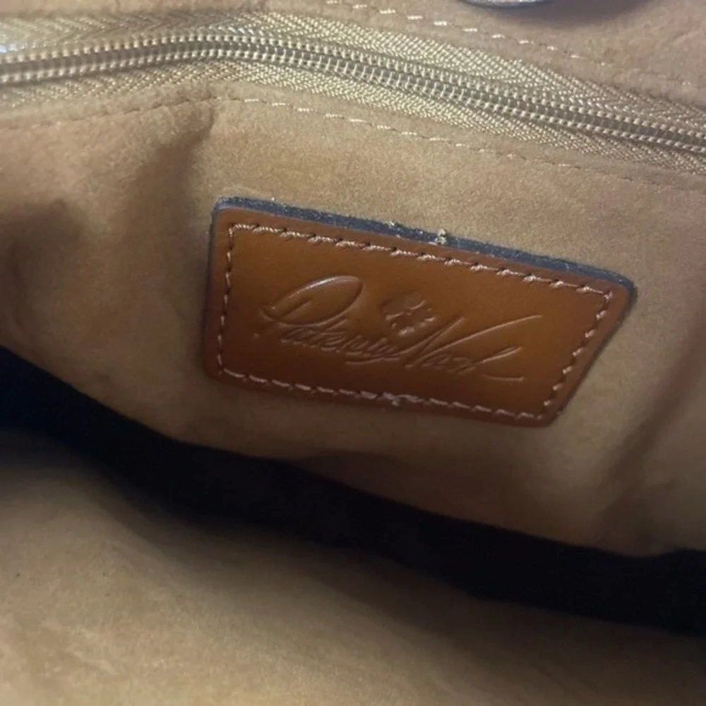 Patricia Nash Tan Tooled Leather Floral Crossbody Bag with Chain Handle